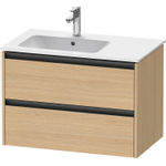 Duravit Ketho 2 wastafelonderbouwkast met 2 laden voor waskom links 81x48x54.9cm met grepen antraciet natuur eiken mat SW772790