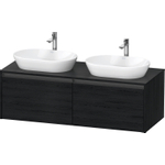 Duravit Ketho 2 wastafelonderbouwkast incl. consoleplaat met 2 laden voor dubbele waskommen 140x55x45.9cm met handgrepen antraciet eiken zwart mat SW772294