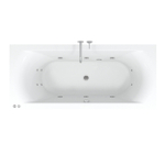 Riho Easypool 3.1 Lima whirlpoolbad rechts 190x90cm hydro 6+4+2 pneumatische bediening inclusief poten en afvoer wit SW699378