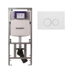 Geberit Inbouwreservoir - UP320 - QeramiQ metal bedieningsplaat - dualflush - ronde knoppen - metaal wit mat SW976087