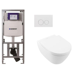 Villeroy Boch Subway 2.0 DirectFlush Toiletset - softclose - geberit reservoir - qeramiq bedieningsplaat ronde knoppen - wit SW791672