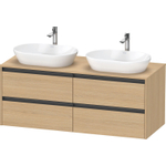 Duravit Ketho 2 wastafelonderbouwkast incl. consoleplaat met 4 laden voor dubbele waskommen 140x55x56.8cm met handgrepen antraciet natuur eiken mat SW772788
