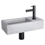 Differnz Ravo fonteinset - 38.5x18.5x9cm - Rechthoek - 1 kraangat - Recht matte zwarte kraan - beton lichtgrijs SW705290