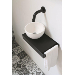 Ink Jazz XS toiletmeubel frame mat zwart plateau mat zwart waskom links polystone 20cm mat wit SW718720