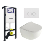 Plieger Zano Toiletset - UP320 inbouwreservoir - wandcloset - compact - pressalit zitting - softclose - witte bedieningsplaat - ronde knoppen - wit SW1222590