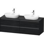 Duravit Ketho 2 wastafelonderbouwkast incl. consoleplaat met 4 laden voor dubbele waskommen 160x55x56.8cm met handgrepen antraciet eiken zwart mat SW772295