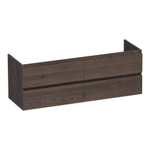 Saniclass Solution wastafelonderkast 140x46x50cm 4 softclose greeploze lades met 2 sifonuitsparingen Hout Black oak SW393008