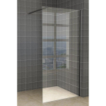 Wiesbaden Slim inloopdouche 75x200cm met 8mm helder glas met zwart profiel en stabilisatiestang SW419913