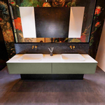 MONDIAZ ERIN Badkamermeubelset - 200cm - Army - 2 lades - 2 wasbakken - 0 kraangaten - Talc SW696661