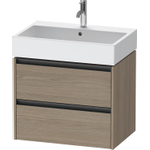 Duravit Ketho 2 wastafelonderbouwkast met 2 laden 68.4x46x54.9cm met grepen antraciet eiken terra mat SW771949