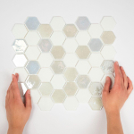 The Mosaic Factory Valencia mozaïektegel 4.3x4.9x0.5cm hexagon voor wand en vloer en voor binnen en buiten vorstbestendig glans en mat wit SW542690