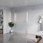 Fortifura Galeria Vrijstaande Inloopdouche - 100x200cm - Helder geribbeld - antikalk - 8mm veiligheidsglas - 2 zijwanden 30cm - wandsteunen en hoekprofielen - Chroom SW993028