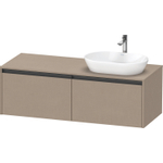 Duravit Ketho 2 wastafelonderbouwkast incl. consoleplaat met 2 laden voor waskom rechts 140x55x45.9cm met handgrepen antraciet Linnen mat SW773044