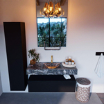 MONDIAZ ALAN - DLUX Badkamermeubelset - 110cm - onderkast - Urban - 1 lade - vrijhangende wastafel - wasbak midden - 1 kraangat - Lava SW808042