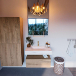 MONDIAZ ALAN - DLUX Badkamermeubelset - 80cm - onderkast - Washed Oak - 1 lade - vrijhangende wastafel - wasbak midden - 1 kraangat - Ostra SW808929