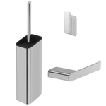 Geesa Shift Toiletaccessoireset - Toiletborstel met houder - Toiletrolhouder zonder klep - Handdoekhaak - Chroom SW641319