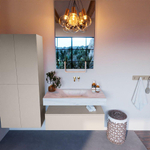 MONDIAZ ALAN - DLUX Badkamermeubelset - 100cm - onderkast - Linen - 1 lade - vrijhangende wastafel - wasbak midden - 0 kraangaten - Opalo SW806477