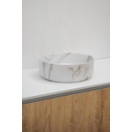 Riho Marmic Round Waskom 34.6x34.6x11.4cm Keramiek rond marmer mat wit SW760805