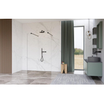 Fortifura Galeria Vrijstaande Inloopdouche - 120x200cm - Helder - antikalk - 8mm veiligheidsglas - wandsteunen - Zwart mat SW992790