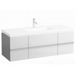 Laufen New Case Living Square onderbouwkast 129x47.6x45.9cm 1 lade. 2 deuren 2 glasplaten hout wit mat mat 0084234