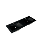 Adema Night meubelwastafel 121x2x46cm met overloop 2 wasbakken 2 kraangaten Keramiek Mat Zwart SW761657