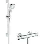 Hansgrohe Croma Select E douchecombinatie: met glijstangset met Croma Select E Vario handdouche 65cm met Ecostat Comfort douchekraan thermostatisch wit/chroom 0605337