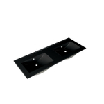 Adema Night meubelwastafel - 121x2x46cm - overloop - 2 wasbakken - 0 kraangaten - keramiek - mat zwart SW773933