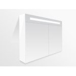 Saniclass Double Face spiegelkast 120x70x15cm verlichting geintegreerd met 2 links- en rechtsdraaiende spiegeldeuren MDF hoogglans Wit SW2182