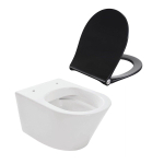 Wiesbaden Vesta spoelrandloos wandcloset 52cm diepspoel wit met softclose en quickrelease zitting zwart SW705620