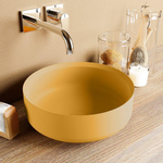 Mondiaz Coss Waskom - 36x36x13cm - rond - opbouw - Solid surface - Ocher SW643487