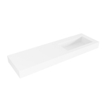 Mondiaz ZINK Talc Vrijhangende wastafel - 150cm - wasbak rechts - rand 12cm - Solid surface Talc SW424871