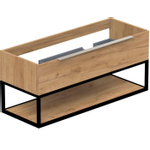 Thebalux Type Onderbouwkast - 120x45x50cm - 2 uitsparingen - opbouwgreep RVS - softclose lade - MDF/spaanderplaat/metaal mat antraciet SW768605