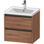 Duravit Ketho 2 wastafelonderbouwkast met 2 laden 58.4x45.5x54.9cm met grepen antraciet noten mat SW771930