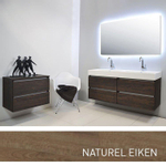 INK Unlimited badkamermeubelset greeploos inclusief spiegel 140cm naturel eiken SW17757