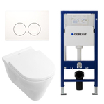 Villeroy & Boch O.novo Toiletset vlakspoel met basic zitting UP100 reservoir en Delta 25 Wit Knop SW18092