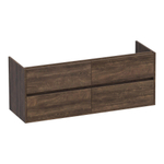 Saniclass Nexxt wastafelonderkast 140x46x55cm 4 softclose greeploze lades met 2 sifonuitsparingen MFC Burned Bark SW372526