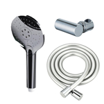 Fortifura Calvi Handdoucheset - Ø12 - rond - 3 straalsoorten - met houder - met gladde slang - 150cm - chroom SW1159483