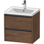 Duravit Ketho 2 Wastafelonderkast - 2 laden - 58.4x45.5x54.9cm - grepen antraciet - donker noten mat SW772719