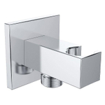 Wiesbaden Wandaansluitbocht met handdouchehouder vierkant 1/2" chroom SW21235
