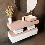 Mondiaz TOP 23 Vrijhangend Topblad - 110x23.5x12cm - geschikt voor waskom - Solid surface - Rosee SW1021684