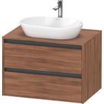 Duravit Ketho 2 wastafelonderbouwkast incl. consoleplaat met 2 laden 80x55x56.8cm met handgrepen antraciet noten mat SW773099