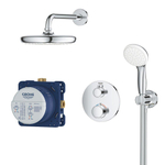 GROHE Grohtherm Perfect Regendoucheset - hoofdddouche 21cm - 2 functies - rond afbouwdeel - handdouche rond 10cm - chroom SW236921