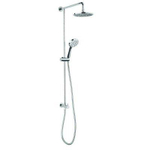 Crosswater Fusion Glijstangset met vaste hoofddouche 20cm en handdouche met 3 jets met omstel en doucheslang chroom SW31076