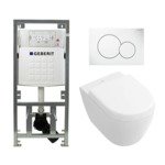 Villeroy en Boch Subway 2.0 compact DirectFlush toiletset met Geberit reservoir en bedieningsplaat softclose met quickrelease wit SW47114