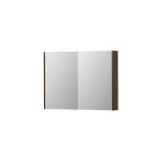 INK SPK2 Spiegelkast - 100x14x74cm - 2 deuren - dubbelzijdige Spiegel - schakelaar en stopcontact - MDF Fineer Chocolate SW439855