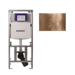 Geberit Inbouwreservoir - UP320 - QeramiQ metal bedieningsplaat - dualflush - ronde knoppen - metaal koper SW976081