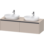 Duravit Ketho 2 wastafelonderbouwkast incl. consoleplaat met 2 laden voor dubbele waskommen 160x55x45.9cm met handgrepen antraciet taupe supermat SW773115