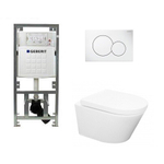 Wiesbaden Vesta toiletset Rimless 52cm inclusief UP320 toiletreservoir en softclose toiletzitting met bedieningsplaat wit SW69584