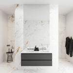 MONDIAZ DENTA Badkamermeubelset - 120cm -2 lades - 2 wasbakken - 2 kraangaten - Solid surface darkgrey SW411441