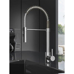 Hotbath Fellow keukenmengkraan met draaibare uitloop en flexibele uittrekbare handdouche geborsteld nikkel SW74100